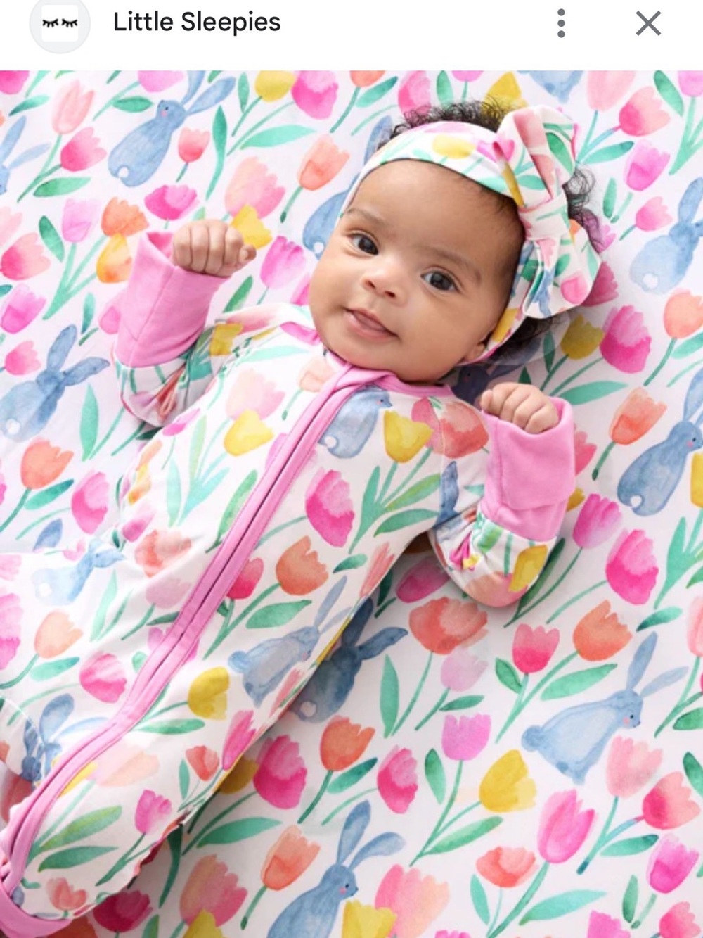 Little Sleepies Multicolor Tulip & Bunny Zip Romper